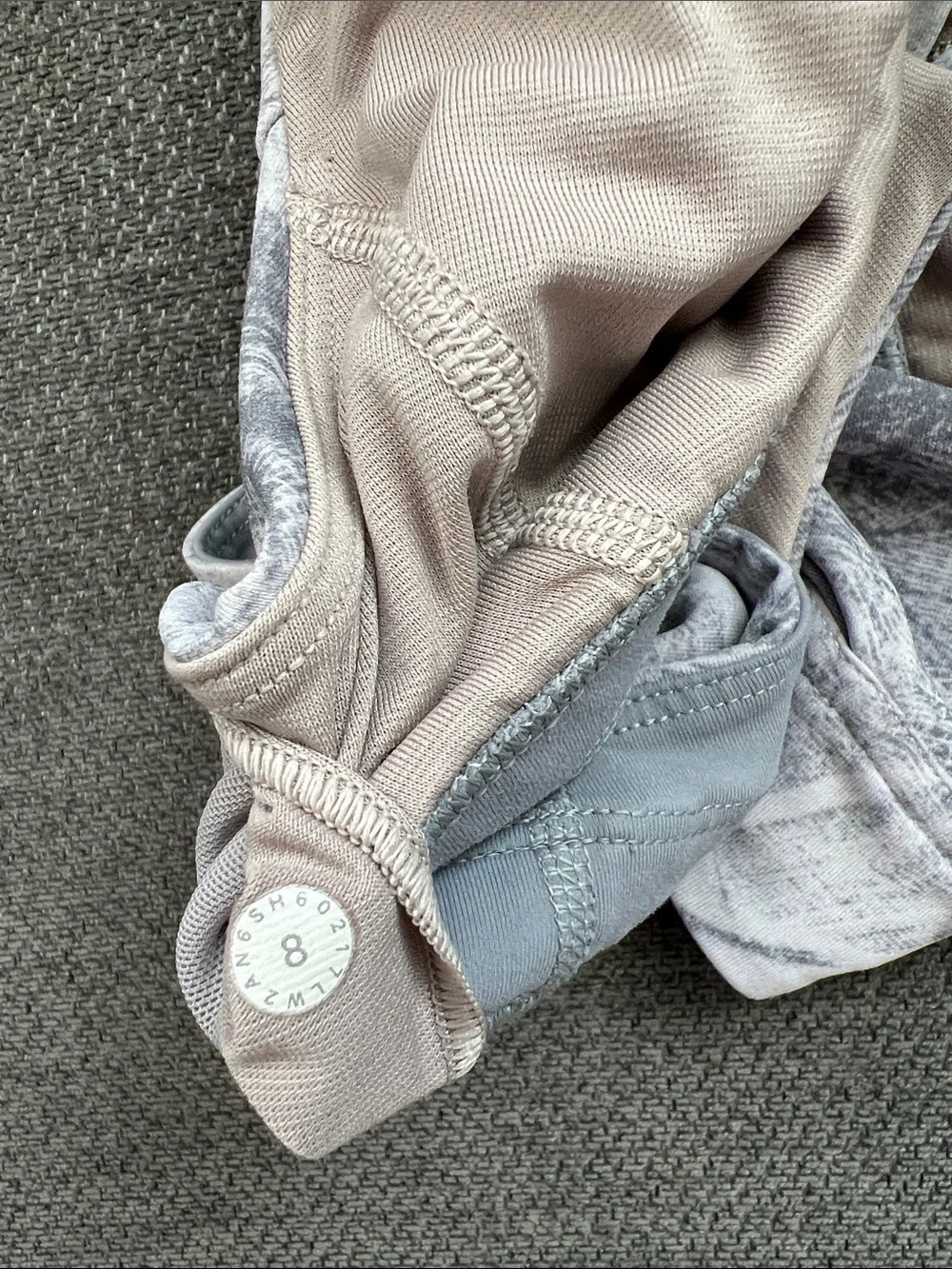 lululemon athletica White and Gray Marble Print Sports Bra